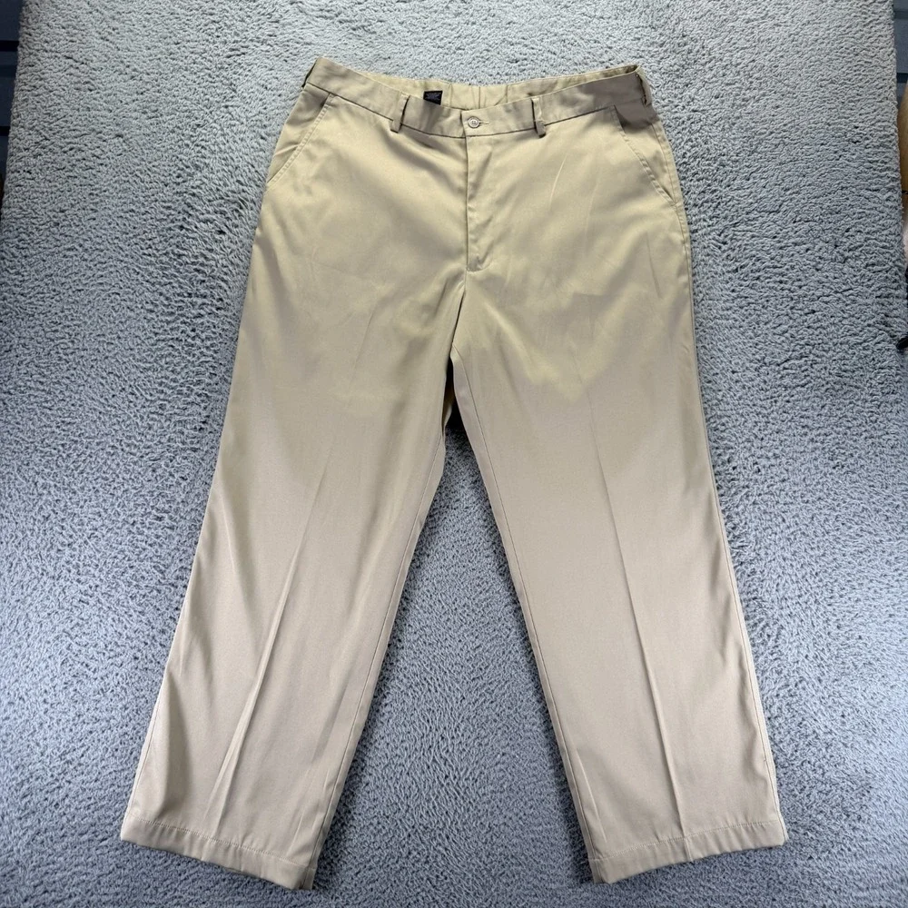 Pebble Beach Pant Mens 38x32 Beige‎ Polyester Golf Performance Straight Stretch